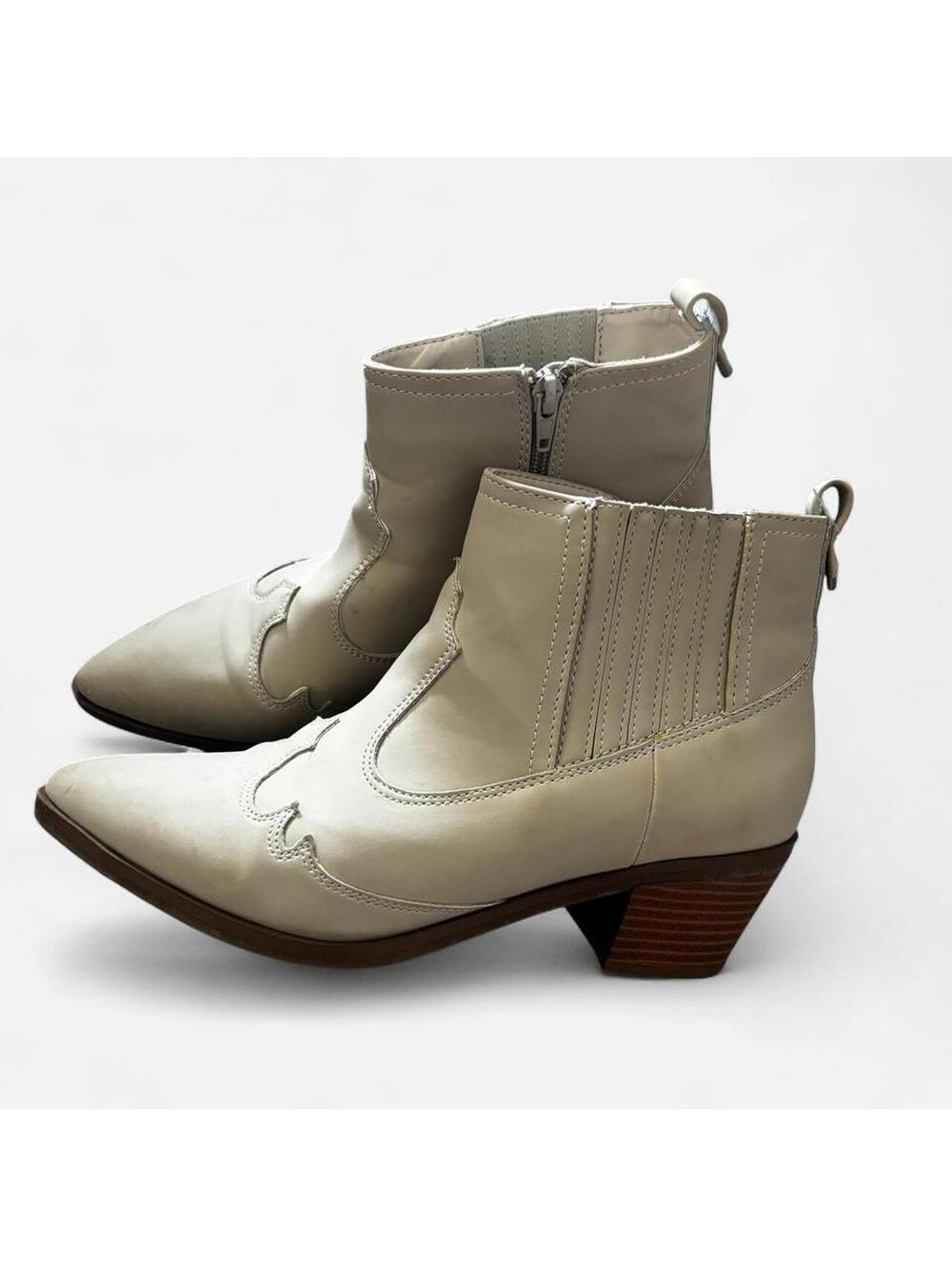 White Faux Leather Ankle Boots